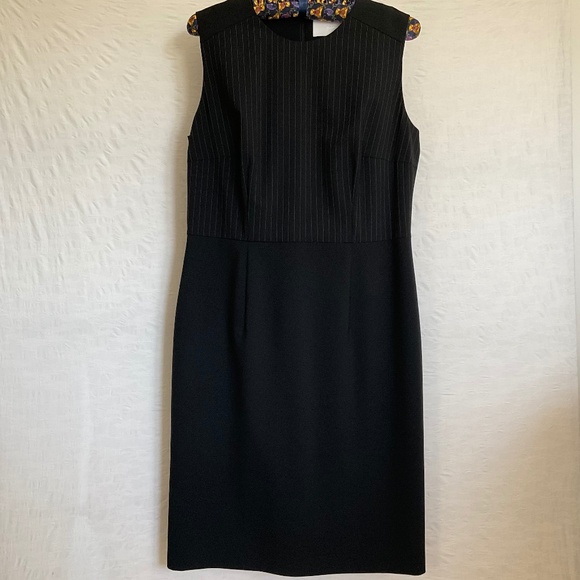 Hugo Boss Stretch Wool Sleeveless Shift Dress Black w/ Chalkstripe Bodic… - Picture 1 of 14